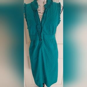 LOFT Teal Ruffle Dress